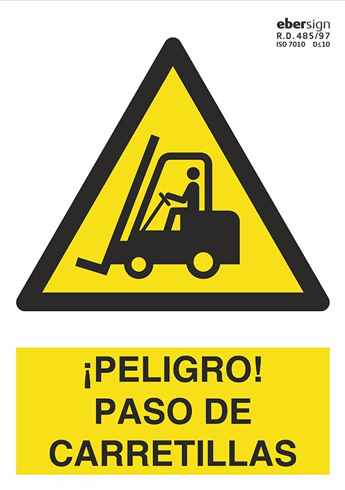 SEÑAL ISOA22A4PN 210x297mm PVC PELIGRO PASO CARRETILLAS